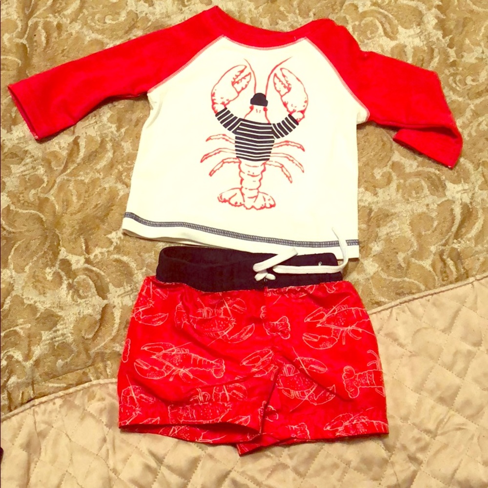 Old navy swim trunks and rash guard 💫⭐️